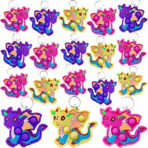 20 packs Bulk Dragon Baby Mini Pop Fidgets for Birthday Party Favors,Small little Backpack keychain for Classroom Students Boys kids