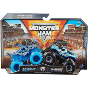 Monster Jam, Official Megalodon Vs. Hooked Die-Cast Monster Trucks, 1:64 Scale, Kids Toys for Boys Ages 3 and up