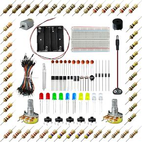 Fundamentals of Electricity for Arduino Projects Learning Basic Starter Kit w/Breadboard Jumper Wire Motor LED Resistors and Capacitors