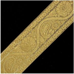 4-Yards 3" Metallic Jacquard Trim, SMB-76 (Gold)