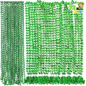 JOYIN St. Patrick’s Day Necklaces Set (72 Pcs), 36 Green Bead Necklaces & 36 Green Shamrock Bead Necklaces with Pendant, St Patrick Accessory Set for Dressing Up, Irish Carnival Party Favor Supply