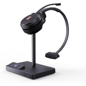Yealink WH62 DECT Wireless Headset with DECT Base,525 Feet Range Teams/UC Zoom Certified Work Single ear Headset for Desk Phone and PC,Telephone Headset with Noise cancelling Mic,Ringer,13 H Talk Time