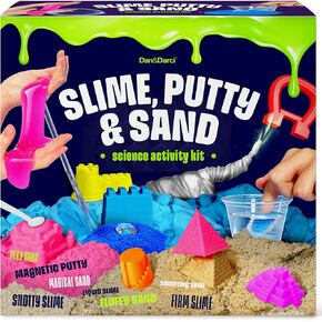 Slime, Putty & Sand Sensory Science Kit - Slimes for Kids Age 8-10 8-12 - Play Sands Kits for Boys & Girls - 8 9 10 Year Old Boy Gifts - Christmas Birthday Gift - STEM Toys