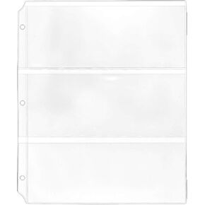 StoreSMART - Collector's Envelope Page for 3-Ring Binders - Three 3 1/2" x 8 1/2" Pockets - Holds 3 Envelopes - Clear Vinyl - 25 Pack - MC29-25