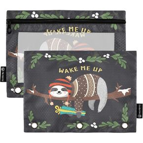 Colorful Fishing Lures Pencil Pouch for 3 Ring Binder Pencil Bags Pencil Case Pockets with Clear Window for Daily Office Organizer 2 Pack