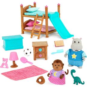 Lil Woodzeez - لعبة Playhouse Furniture Playhouse - Miniature Fire Pit & Chairs Dollhouse PlaySet - 2 شخصيات قابلة للبهجة - الأطفال 3 سنوات + in Kuwait