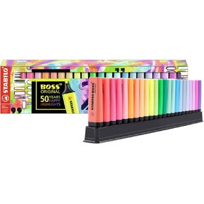 STABILO Highlighter BOSS ORIGINAL - Big Box of 4 - Yellow, Orange, Green, Pink
