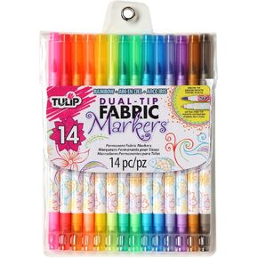 Tulip Dual Tip Fabric Markers 14 Pack - Fine Tip & Brush Tip