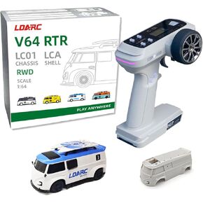 LDARC 1:64 Scale Mini RC Sports Car 2.4Ghz Ideal for Racing Enthusiasts, Racing Remote Contrl Model with RGB Lights Comes with DIY Interchangeable Body Case（Orange）