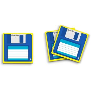 Butler in the Home Sticky Notes 3 Pack 3"x3" 50 Sheet Count Per Pad, Retro Notes Floppy Disk Disc, Cute Funny Memo Note Pads Stationery Journal Planner Paper
