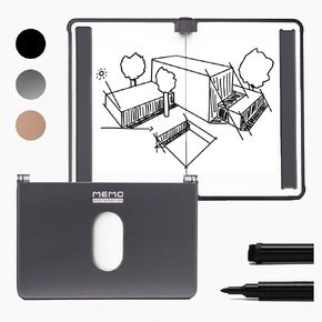 MEMO Whiteboard Wallet - an Innovative Mini Pocket Notebook & Aluminum RFID Blocking Wallet for Men & Women - Dry Erase Notepad w/ 6 Card Slots, Pen & Magnet Closure - Charcoal Black