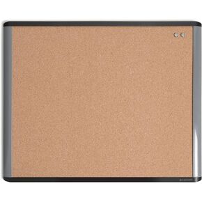 U Brands MOD Cork Bulletin Board, 20"x16", Black and Gray Frame, Industrial Grade Pinning Surface, includes Push Pins