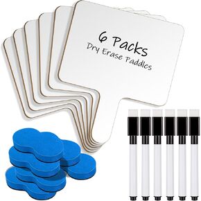 3Packs Dry Erase Paddles with Handle, 3Pcs Double Sided Answer Paddle White Boards with 3 Markers and 3 Erasers for Teaching Meeting Supplies