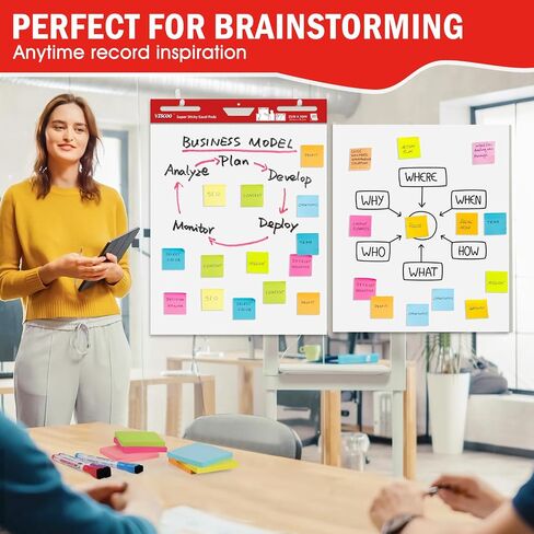 Thickened Sticky Easel Pad, 25 x 30 Inches Flip Chart Paper for Teachers, Giant Self-Stick Chart Paper for Wall, Anchor Chart Paper for Office School Classroom, 60 Sheets/2 Pads Easel Paper in Saudi Arabia