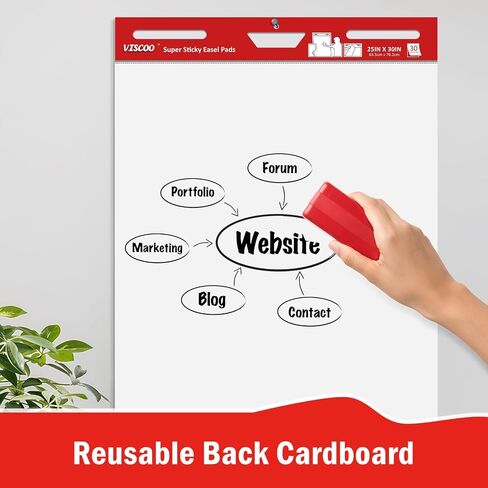 Thickened Sticky Easel Pad, 25 x 30 Inches Flip Chart Paper for Teachers, Giant Self-Stick Chart Paper for Wall, Anchor Chart Paper for Office School Classroom, 60 Sheets/2 Pads Easel Paper in Saudi Arabia