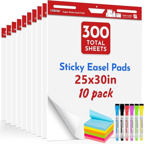 Thickened Sticky Easel Pad, 25 x 30 Inches Flip Chart Paper for Teachers, Giant Self-Stick Chart Paper for Wall, Anchor Chart Paper for Office School Classroom, 60 Sheets/2 Pads Easel Paper in Saudi Arabia