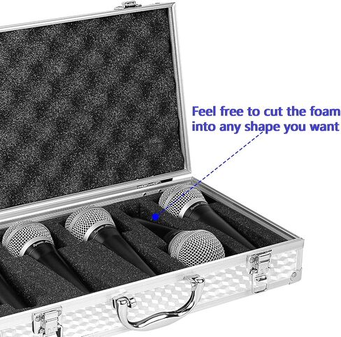 Pro Medium Size Audio Device Microphone Carrying Case, Customizable case with Pre-Diced Foam, Aluminum Alloy Sturdy Build, Ideal Compatible with Audio Device Wireless Mic System Storage cover in Saudi Arabia