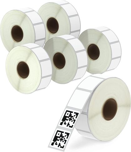 BETCKEY - 1" x 1" (25 mm x 25 mm) Square QR Code Labels Compatible with Zebra & More Label Printer,Premium Adhesive & Perforated [6 Rolls, 8280 Labels] in Saudi Arabia