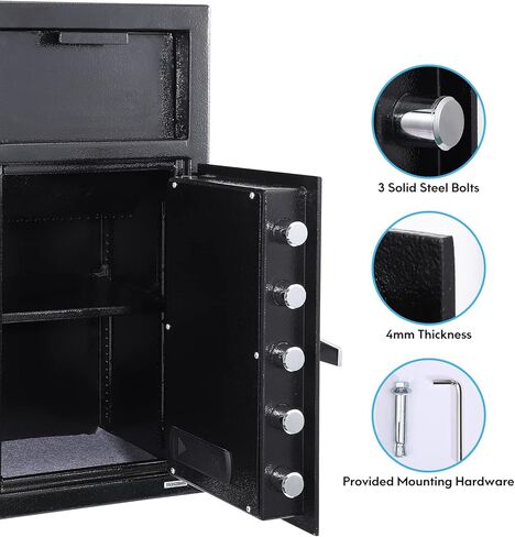 3.4 Cu.Ft Heavy Duty Drop Safe with Drop Slot for Business, 27" x 15.7"x 13.8", Depository Safe for Money with Drop Slot, Office Safe for Money and Mail, Black in Kuwait