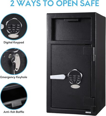 3.4 Cu.Ft Heavy Duty Drop Safe with Drop Slot for Business, 27" x 15.7"x 13.8", Depository Safe for Money with Drop Slot, Office Safe for Money and Mail, Black in Kuwait