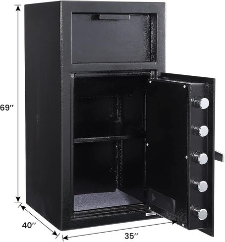 3.4 Cu.Ft Heavy Duty Drop Safe with Drop Slot for Business, 27" x 15.7"x 13.8", Depository Safe for Money with Drop Slot, Office Safe for Money and Mail, Black in Kuwait