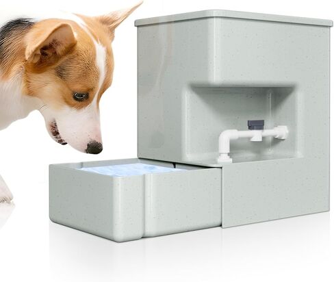 Automatic Pet Water Dispenser 8L Gravity Waterer Ultra Quite Moss-Free Avoid Dirty Water Backflow for Dogs Cats Easy Top Fill Water Feeder Pets Water Bowls 2.11 Gallon (Tank and Bowl) (Grey, 2.11Gal) in Saudi Arabia