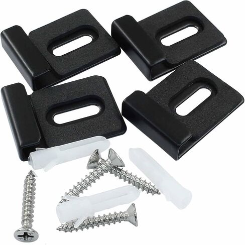 8Pcs Metal Mirror Clips, Heavy Duty Mirror Holder Wall Mounting Mirror Hooks with Screws, Frameless Mirror Clips for Billboard, Picture (Black) in Kuwait