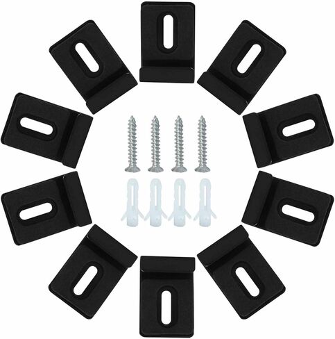 8Pcs Metal Mirror Clips, Heavy Duty Mirror Holder Wall Mounting Mirror Hooks with Screws, Frameless Mirror Clips for Billboard, Picture (Black) in Kuwait
