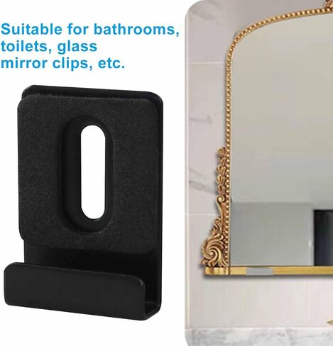 8Pcs Metal Mirror Clips, Heavy Duty Mirror Holder Wall Mounting Mirror Hooks with Screws, Frameless Mirror Clips for Billboard, Picture (Black) in Kuwait