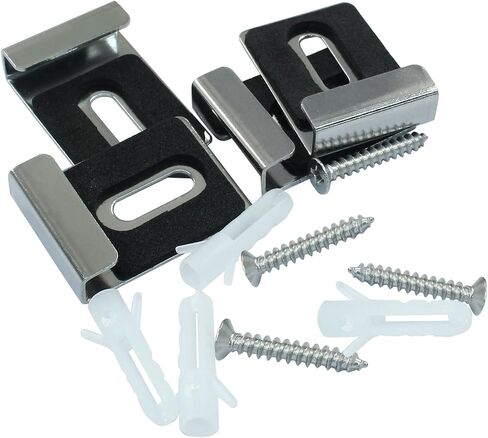 8Pcs Metal Mirror Clips, Heavy Duty Mirror Holder Wall Mounting Mirror Hooks with Screws, Frameless Mirror Clips for Billboard, Picture (Black) in Kuwait