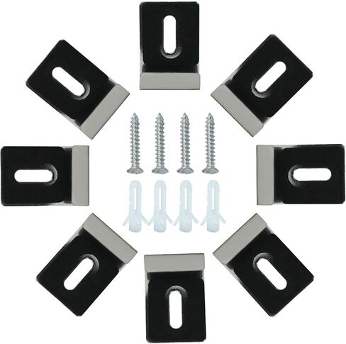 8Pcs Metal Mirror Clips, Heavy Duty Mirror Holder Wall Mounting Mirror Hooks with Screws, Frameless Mirror Clips for Billboard, Picture (Black) in Kuwait