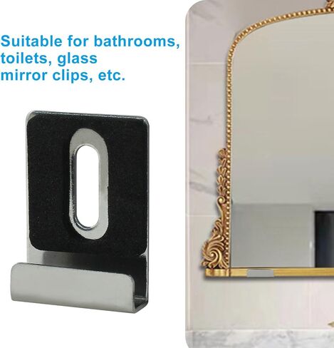 8Pcs Metal Mirror Clips, Heavy Duty Mirror Holder Wall Mounting Mirror Hooks with Screws, Frameless Mirror Clips for Billboard, Picture (Black) in Kuwait