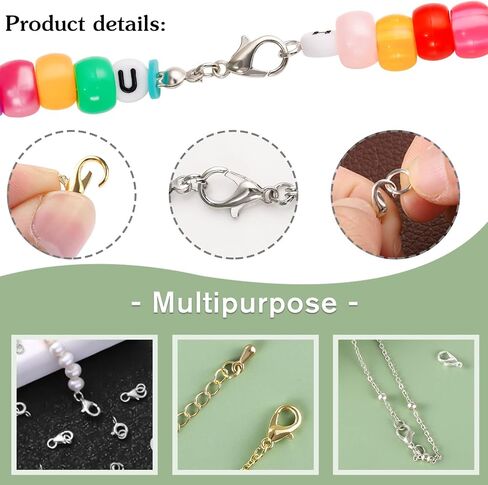 300 PCS Classster Clasps ومجموعة حلقات القفزة المفتوحة ، مشابك مجوهرات جراد البحر مخلب لمجوهرات صنع النتائج والأساور تخزين المواد عيد الميلاد (الذهب ، الفضة) in Kuwait