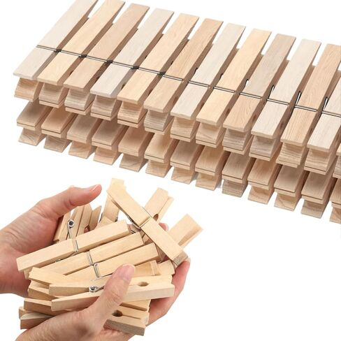 Clothes Pins Wooden,46 Pack,3.55 Inch,Natural Wood,Rust Resistant Wooden Clothespins,Heavy Duty Wooden Clothes Pins for Laundry,Clothes Pins for Craft,Wooden Clips for Pictures in Saudi Arabia