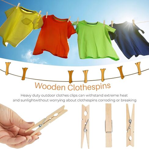 Clothes Pins Wooden,46 Pack,3.55 Inch,Natural Wood,Rust Resistant Wooden Clothespins,Heavy Duty Wooden Clothes Pins for Laundry,Clothes Pins for Craft,Wooden Clips for Pictures in Saudi Arabia