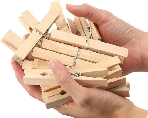 Clothes Pins Wooden,46 Pack,3.55 Inch,Natural Wood,Rust Resistant Wooden Clothespins,Heavy Duty Wooden Clothes Pins for Laundry,Clothes Pins for Craft,Wooden Clips for Pictures in Saudi Arabia