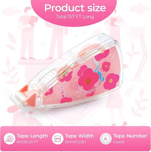 M&G 6 Pack Double Sided Glue Tape Roller, 48M/157 FT Scrapbook Tape Supplies, Glue Tape Double-Sided Adhesive Tape Runner for Scrapbooking School Office Home Journaling Supplies in Kuwait