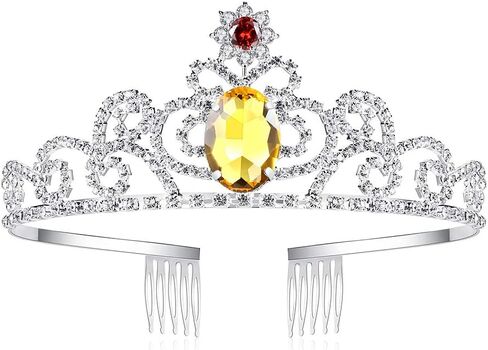 Lovelyshop Yellow Diamond Rhinestone Tiara Princess Belle Crown in Saudi Arabia
