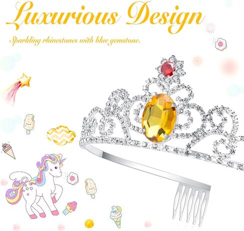 Lovelyshop Yellow Diamond Rhinestone Tiara Princess Belle Crown in Saudi Arabia