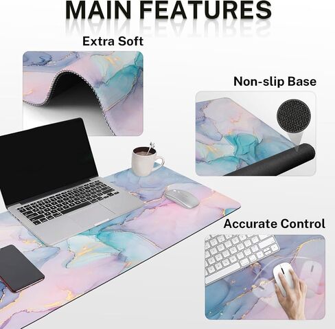 Arttown Blue White Lradient Desk Mart Marble Mouse Pad 4 in 1 Oction Ocean Ocean Design Barge Mouse Pad + Keyboard Rest + Mouse Wrist Rest + Coast in Saudi Arabia
