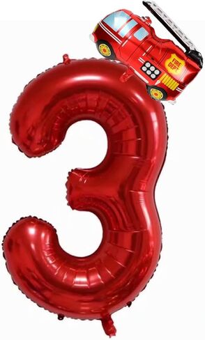 البالونات زخارف الحفلات رجال الإطفاء ، بالونات شاحنة إطفاء رقم 3 حمراء ， شاحنة إطفاء 3rd حفلة عيد ميلاد البالونات ， شاحنة إطفاء كبيرة بالون هيليوم (شاحنة إطفاء حمراء 3) ، 40 بوصة in Kuwait
