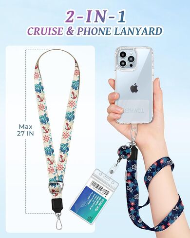حامل هاتف 2-in-1 Cruise Lanyard ، Crossbody حول بطاقات السفينة للهواتف المحمولة مع براكين قابلة للسحب علامات الأمتعة الخاصة بالكرنال الكاريبي كاريبيان 2 ، سلحفاة البحر ، سلحفاة البحر ، سلحفاة البحر ، سلحفاة بحرية in Kuwait