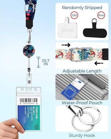 حامل هاتف 2-in-1 Cruise Lanyard ، Crossbody حول بطاقات السفينة للهواتف المحمولة مع براكين قابلة للسحب علامات الأمتعة الخاصة بالكرنال الكاريبي كاريبيان 2 ، سلحفاة البحر ، سلحفاة البحر ، سلحفاة البحر ، سلحفاة بحرية in Kuwait