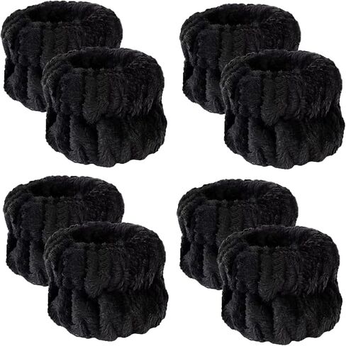8Pcs Anmieciu Microfiber Spa Wristbands - Wrist Towels for Face Washing, Arm Bands to Prevent Liquid Spilling (Black) in Saudi Arabia