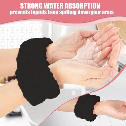 8Pcs Anmieciu Microfiber Spa Wristbands - Wrist Towels for Face Washing, Arm Bands to Prevent Liquid Spilling (Black) in Saudi Arabia