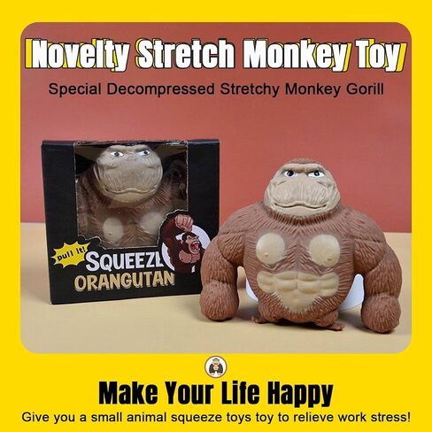 YHan Stretchy Monkey Toy Trending Squishies Fidget Toy Stuffed Monkey, Stretchy Glue-Sand Filled Rubber Gorilla Squishy Toys for Kids and Adults in Kuwait