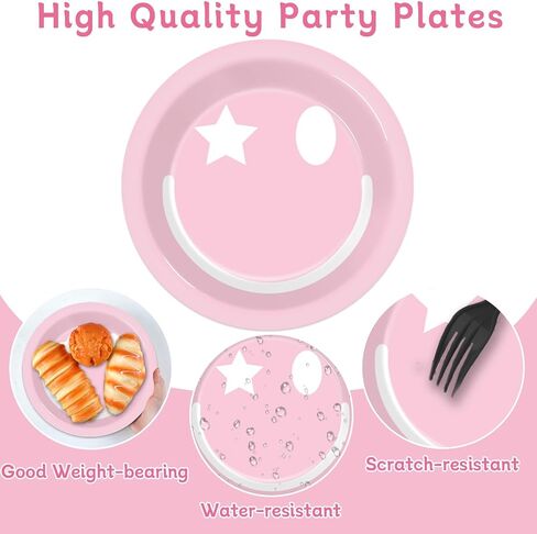 48pcs الباستيل ابتسامة الوجه لوازم الحفلات الباستيل ابتسامة الوجه لوحات الورق 7 "الملونة preppy ابتسامة الوجه لوحات الحلوى preppy ديكورات للحفلات للأطفال. in Kuwait