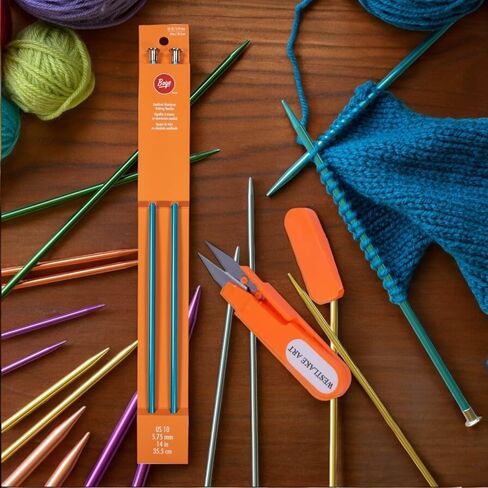 Westlake Art Boye Aluminium Knitting Edele Set ، حجم 10 إبر الحياكة | مجمعة مع مقص التطريز - إبر مستقيمة بحجم 10 بوصات لصياغة سلسة وسهلة الاستخدام لمستويات المهارات [حزمة 3] in Kuwait