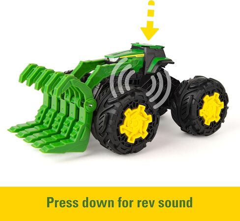 John Deere Monster Treads Rev Up Tractor Toy Tractor Toys - Monster Truck Style Tires and Sounds - 10 Inch - Ages 3 Years and Up Green in Saudi Arabia