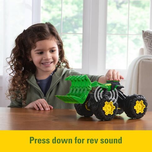 John Deere Monster Treads Rev Up Tractor Toy Tractor Toys - Monster Truck Style Tires and Sounds - 10 Inch - Ages 3 Years and Up Green in Saudi Arabia